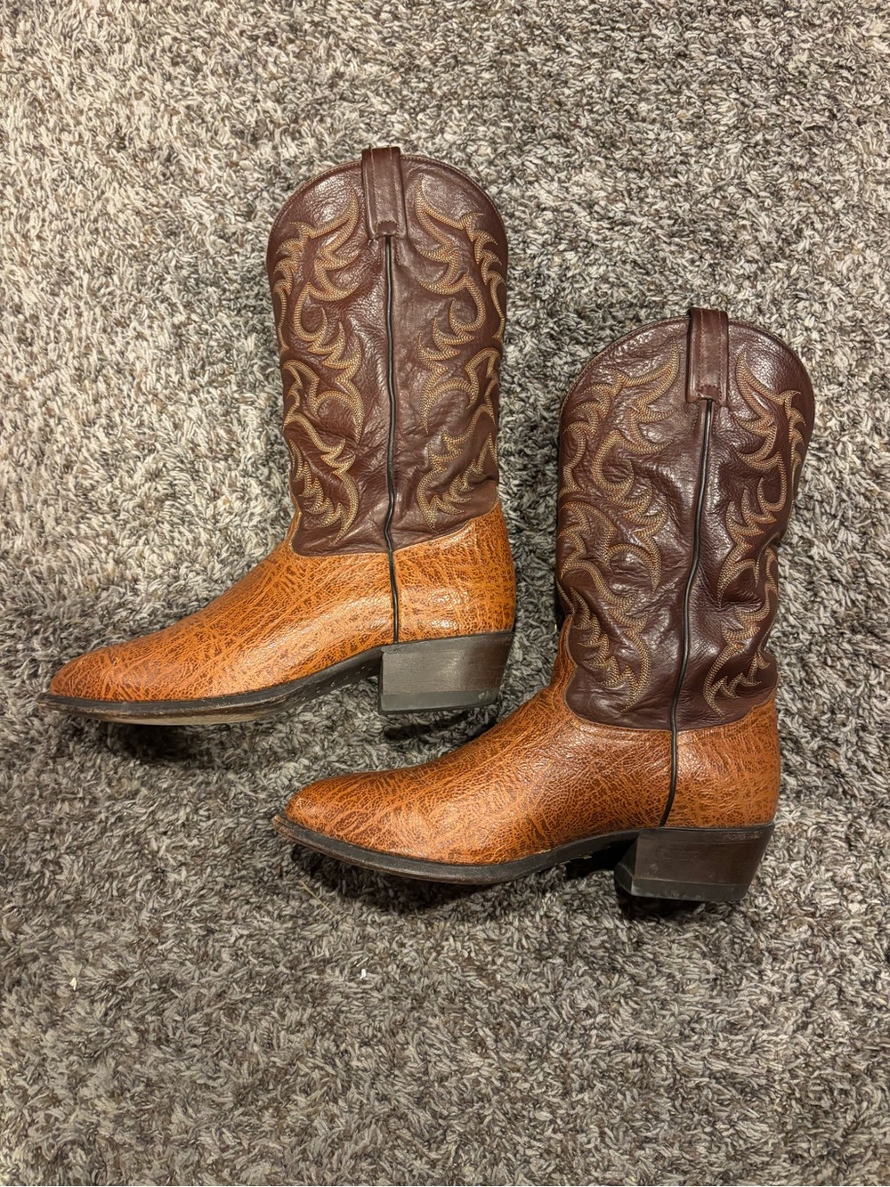 Men's Tony Lama Vintage Two-Tone Brown Safari Antelope/Wildabeast Cowboy Boots